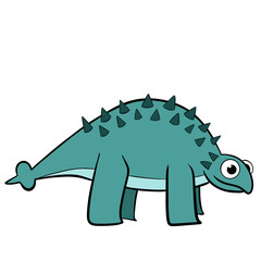 cute character ankylosaurus cartoon dinosaurus for children book illustration