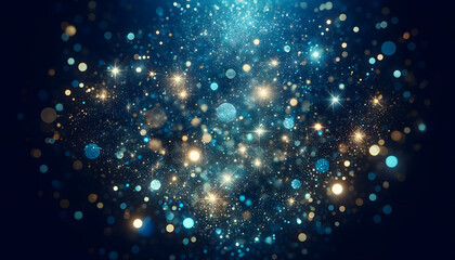 Twinkling sapphire particles in cosmic space.
Generative AI.