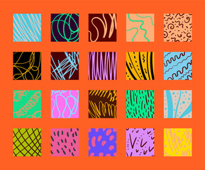 scribble background mid-century modern vector set 