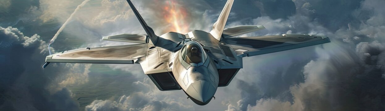A stealth fighter plane soaring through the air, embodying speed and precision.