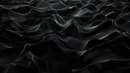 Abstract futuristic dark black background with waved design.