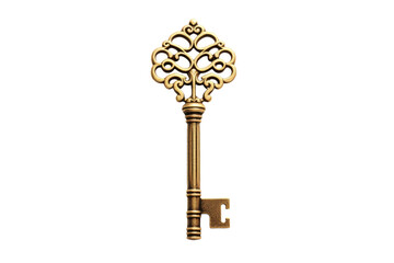 Golden Key Isolated On Transparent Background