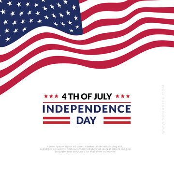 4th of July independence day wishes or greeting social media post template design with flag wishing banner vector illustration