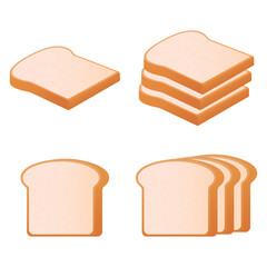 Bread vector illustration. White sliced ​​bread. Delicious toast. Bakery elements.