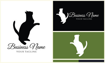 silhouette cat vector logo template