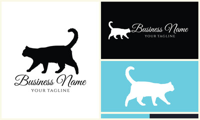 silhouette cat vector logo template