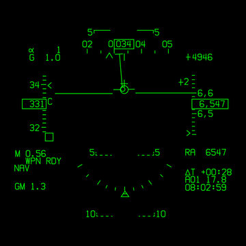 PACJF-17 Thunder Heads Up Display View in NAV Mode - Vector Drawing For Patches and Other Merchandise. 