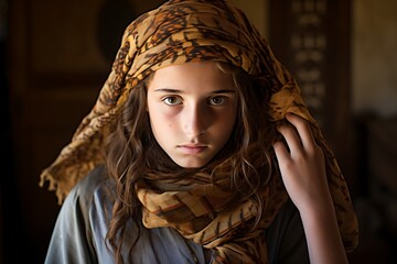 Portrait of a young girl in a headscarf