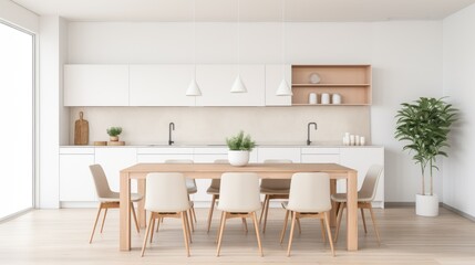 interior design of modern Scandinavian pantry with beautiful hardwood, minimal concept, AI generated photo, copy space for text