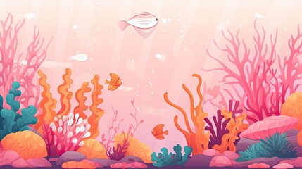 Flat Illustration of Underwater Ocean