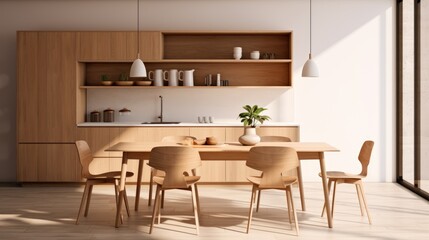 Fototapeta na wymiar interior design of modern Scandinavian pantry with beautiful hardwood, minimal concept, AI generated photo, copy space for text