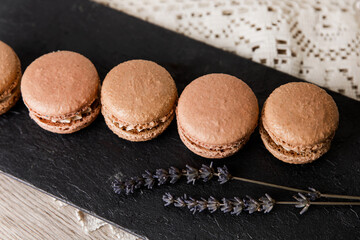 Top View of Macarons Arranged on a Plate
