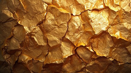 Transform your space with a Shiny Golden Yellow Crumpled Metallic Foil Repeat Pattern – a seamless gold leaf background texture offering a touch of modern luxury.