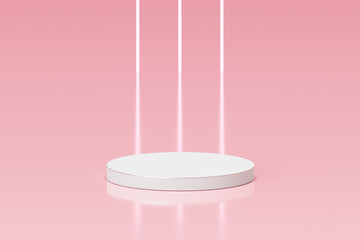 Minimal pink podium pedestal 3d display stand geometric platform with modern abstract light product stage scene background or pastel blank cosmetic presentation show room studio empty beauty mockup.