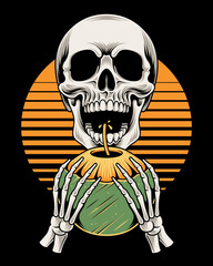 Skull with surf and summer theme