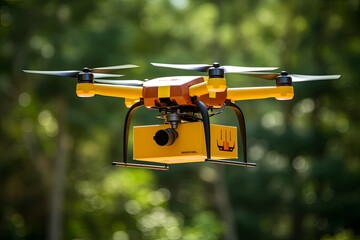 Technology drone firmware, enabling green mobility in drone transport. Eco friendly drone delivery solutions enable shipping experience. Door to door delivery smart tech remote piloting parcel drones.