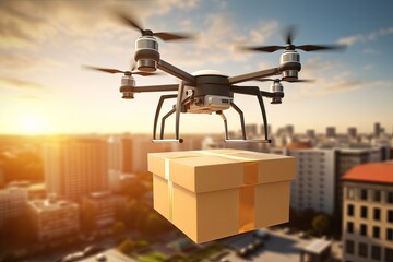Same day delivery autonomous flight package drone UAS or UAVs. Data analytic tracking, electronic inventory tracking, efficient fulfillment. Innovations in packaging increase delivery experience.