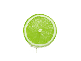 Lemon juice dripping from fruit, transparent background