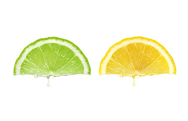 Lemon juice dripping from fruit, transparent background - obrazy, fototapety, plakaty