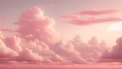 Tender pink twilight sky with serene clouds.
Generative AI.