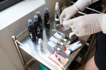 portrait of young Cosmetician in the studio 