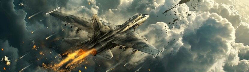 A sleek and powerful stealth fighter plane in action, navigating the skies with agility and stealth capabilities.