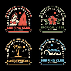 surf themed badge. For t-shirts, stickers and other similar products.