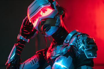 Sensual Cyber Vixen: Exquisite Erotic Beauty in Sexy Cyborg Form - obrazy, fototapety, plakaty