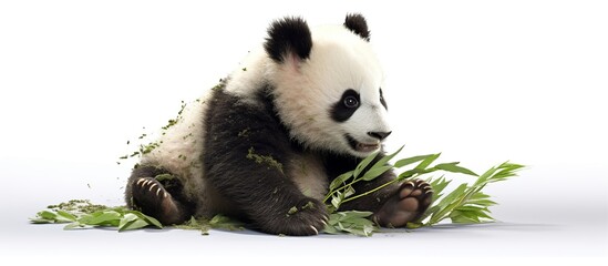 Cute panda cartoon isolated on white background.