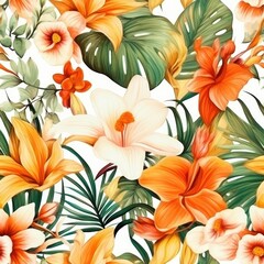 Vibrant Orange and Yellow Flowers on a White Background