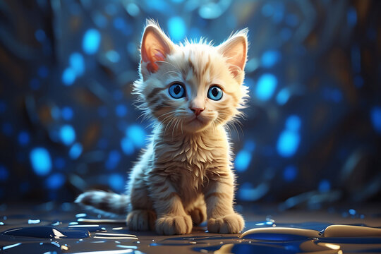 Cute cat on abstract background