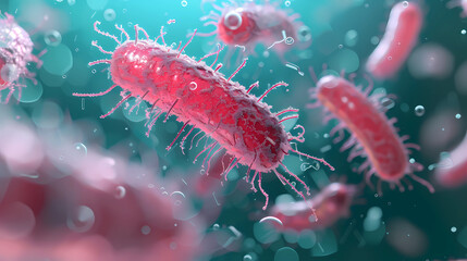 3d illustration of bacteria model - Generated by Generative AI	