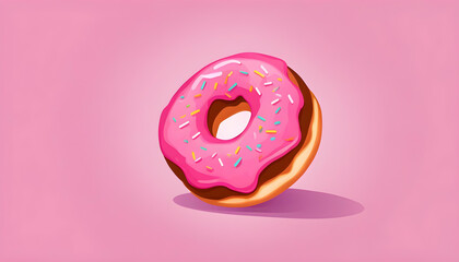 pink donut with sprinkles in cartoon background
