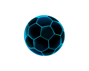 Soccer ball or football with futuristic blue glowing neon lights, transparent background © Retouch man