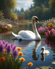 Swan and Lake