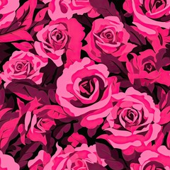 Collection of Pink Roses on a Black Background