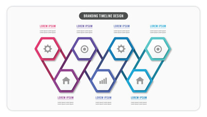 Seven Step hexagon infographic template