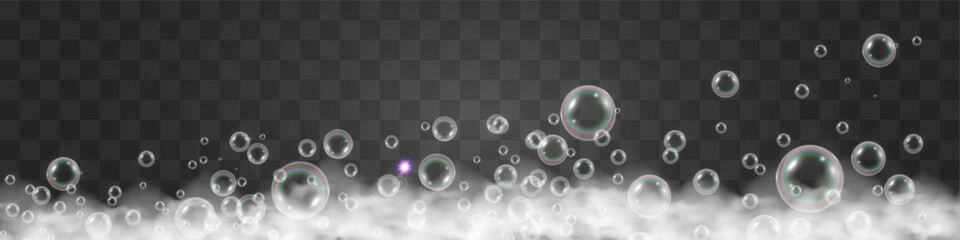 Air bubbles.Soap foam vector illustration on a transparent background.	

