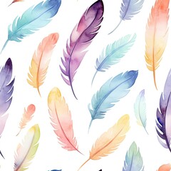 Colorful Feather Pattern on White Background
