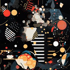 Black and Orange Abstract Painting With Circles