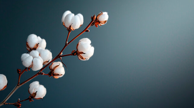 cotton flower branch. Selective focus.