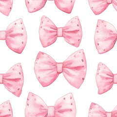 Assorted Pink Bow Ties Set on White Background - Group of Seamless Pattern Designs