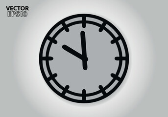 Simple Minimalist Clock Symbol Icon. Vector Image.