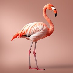 Photo of flamingo isolated on white background