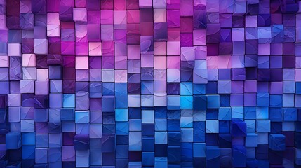 render, abstract ultraviolet pink blue futuristic background, modern panoramic wallpaper, geometric metallic mosaic tile