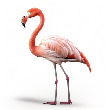Photo of flamingo isolated on white background