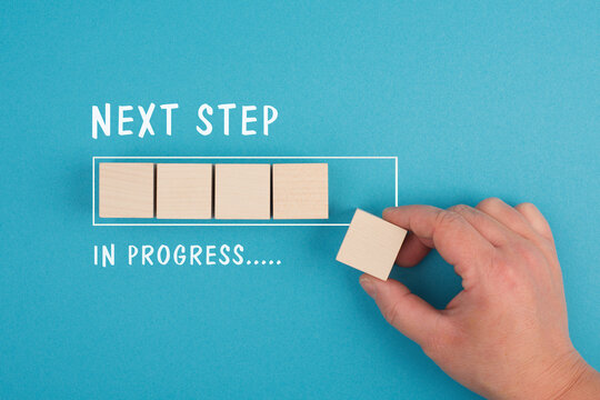 Next step in progress, having new goal and strategy, making plan for future, vision a target, business concept
