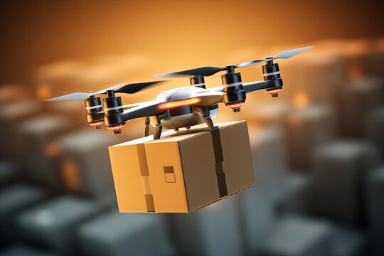 Drone shipping last mile delivery urban drone fleet cargo drones, efficiency of airborne delivery. Urban logistics, package drone fleets for streamlined transportation, autonomous delivery systems.