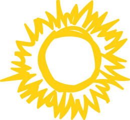 Vector cartoon sun icon. Shining light rays. Summer Isolated vector illustration.