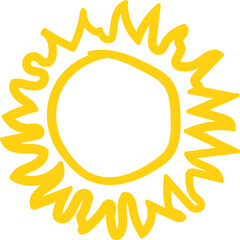 Vector cartoon sun icon. Shining light rays. Summer Isolated vector illustration.